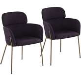 Milan Dining Chair in Purple Noise Fabric & Antique Brass (Set of 2)